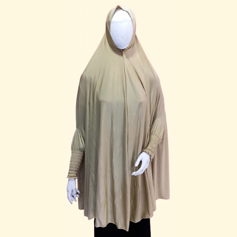 Army Brown Big Hijab With Hand Neek Frill Baniyan Cloth(Lyera)